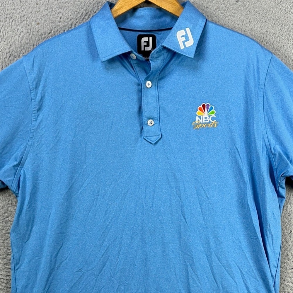 FootJoy FJ Shirt Golf Polo Mens Large Light Blue Rugby Short Sleeve Stretch Logo
